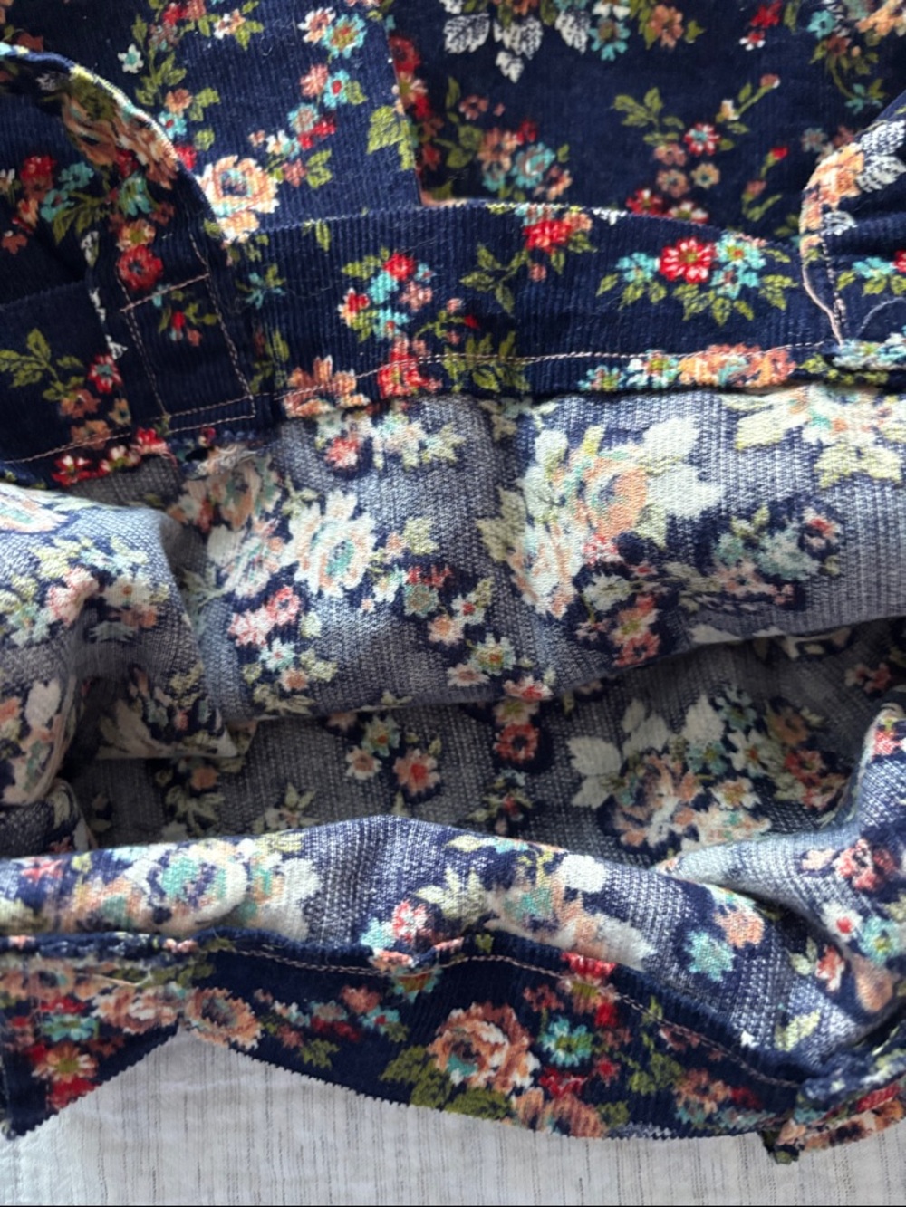 Floral Navy Corduroy Tote Bag - Picture 7 of 7
